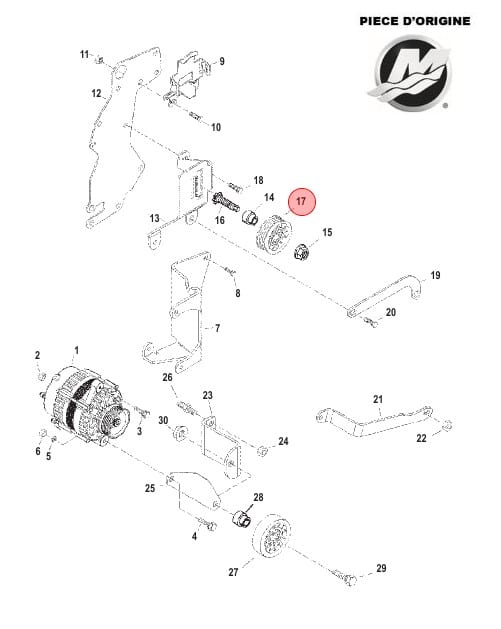 BK-864625T - Poulie Mercruiser 864625T 4.3L , 5.0L , 5.7L , 6.2L - Pièce originale